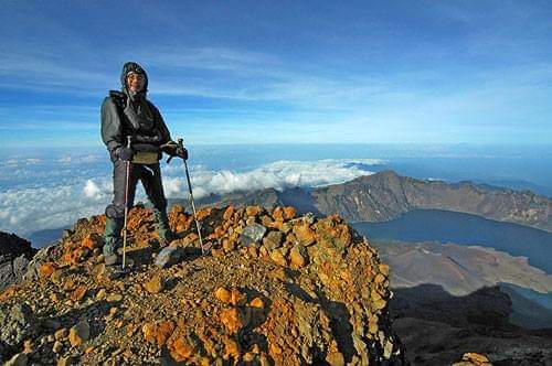 Summit Rinjani β trekker at the peak 3,726m